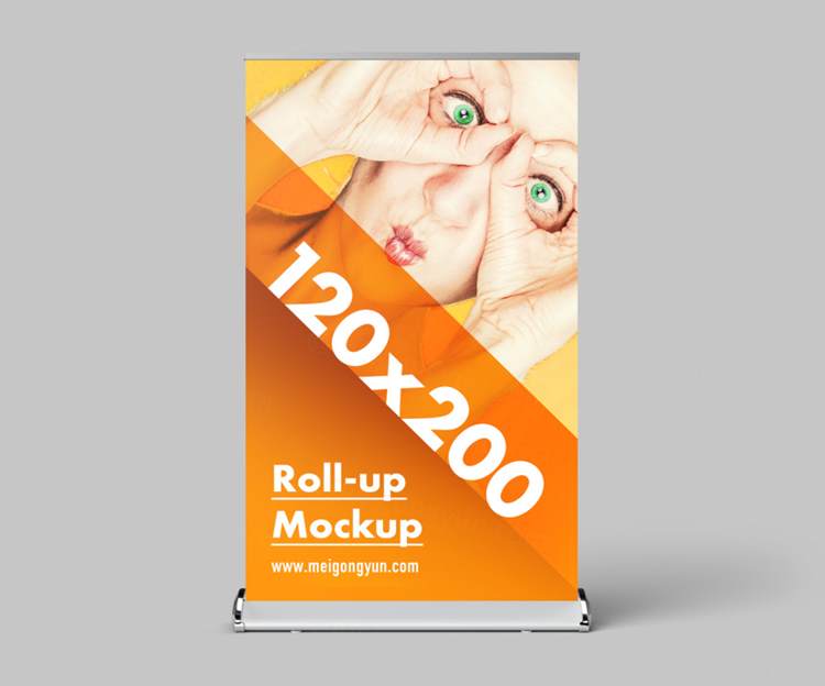 易拉宝海报设计提案样机PSD模板素材 Roll-up mockup / 120x200 cm