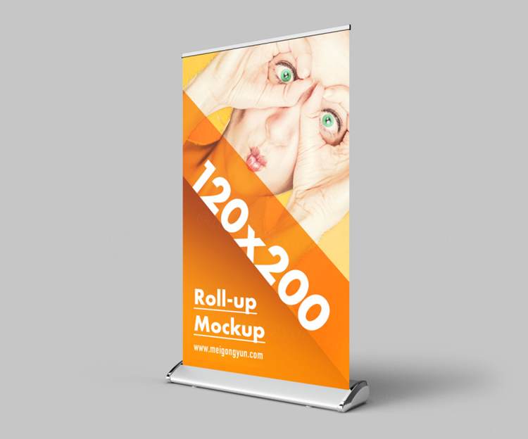 易拉宝海报设计提案样机PSD模板素材 Roll-up mockup / 120x200 cm