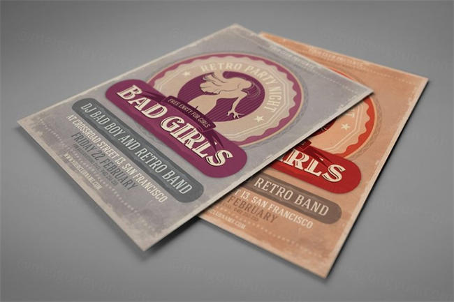 怀旧坏女孩复古传单模板 Badgirls Retro Flyer Template