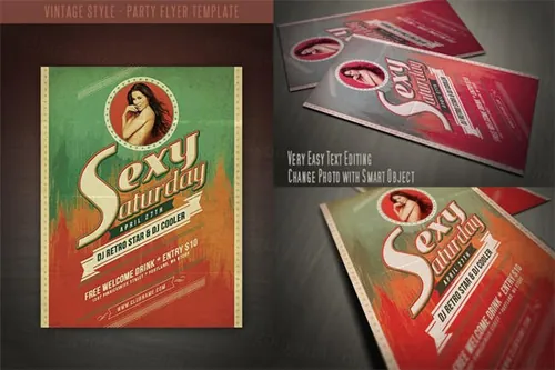 经典怀旧派对海报模板 Vintage Style Party Flyer