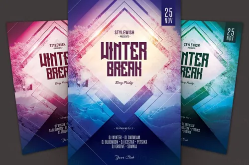 寒假传单模板 Winter Break Flyer Template