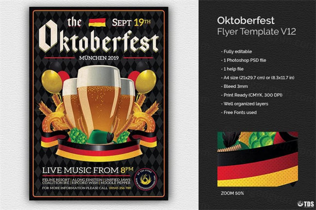 啤酒节传单PSD模板V12 Oktoberfest Flyer
