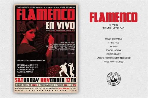 古普赛海报模板6 Flamenco Flyer