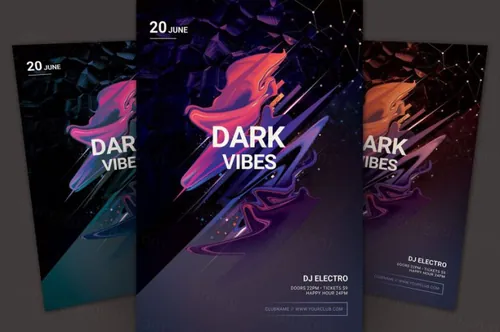 酷炫黑暗Vibes传单模板 Dark Vibes Flyer Template