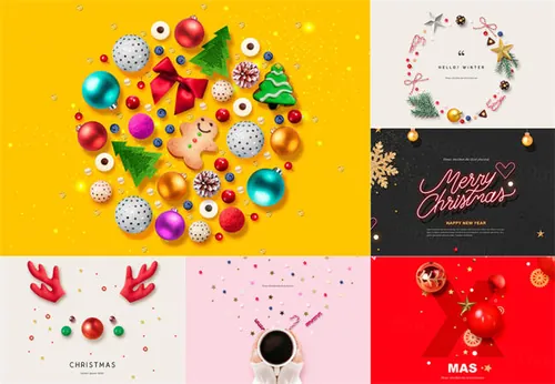 一组非常另类个性的圣诞节海报PSD模版素材 Winter items