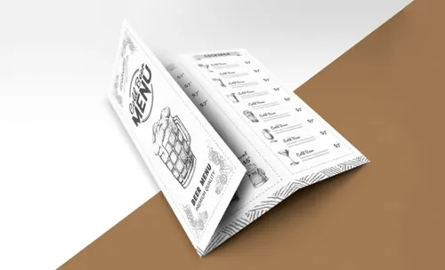 Vintage Style Bar Menu TriFold Brochure PSD Template
