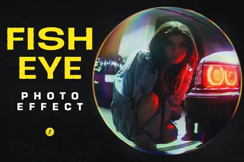 高质量鱼眼镜头特效图像处理PS模板 Fisheye Lens