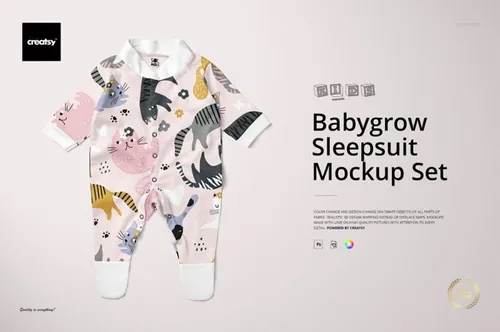 儿童连体睡衣母婴品牌设计提案样机模板 Babygrow Sl