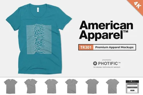 美式短袖T恤4K高清服饰贴图展示样机模版 American Apparel TR301 Shirt Mockups
