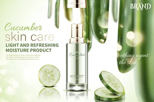 Ai矢量天然黄瓜水果护肤化妆品海报Cosmetic vector Poster