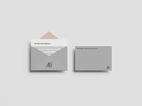 信封贴图样机展示模版 Top View Envelope Mockup