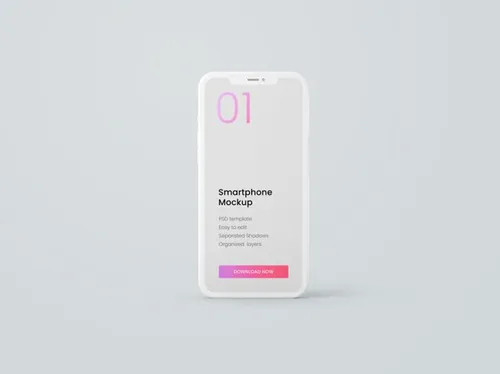 智能苹果手机白模刘海屏APP设计提案UI界面设计样机模板 Clay smartphone mockup