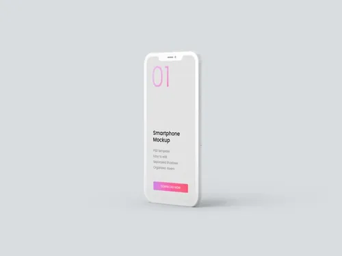 智能苹果手机白模刘海屏APP设计提案UI界面设计样机模板 Clay smartphone mockup