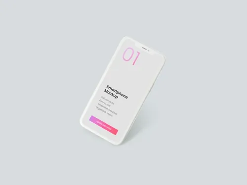 智能苹果手机白模刘海屏APP设计提案UI界面设计样机模板 Clay smartphone mockup