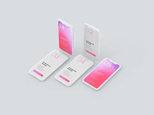 智能苹果手机白模刘海屏APP设计提案UI界面设计样机模板 Clay smartphone mockup