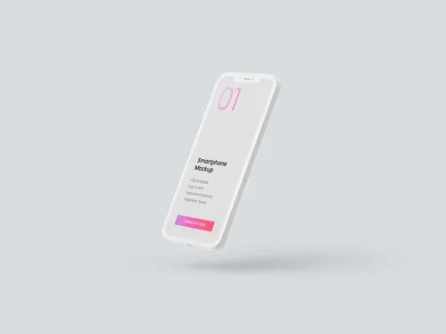 智能苹果手机白模刘海屏APP设计提案UI界面设计样机模板 Clay smartphone mockup