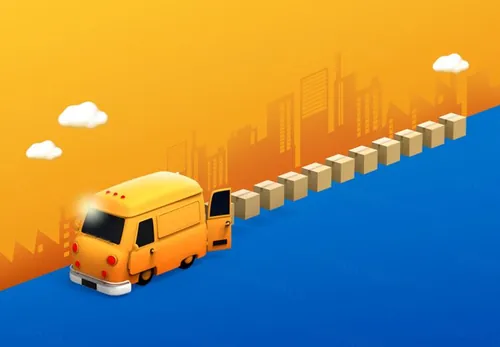 超高清3D卡通电商购物快递物流促销海报装饰PSD模板素材