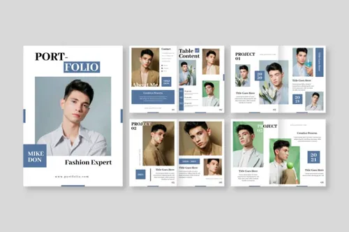 创意排版自由职业者简历工作室简介画册模板矢量素材 Flat design portfolio template