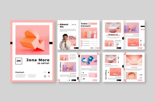 创意排版自由职业者简历工作室简介画册模板矢量素材 Flat design portfolio template