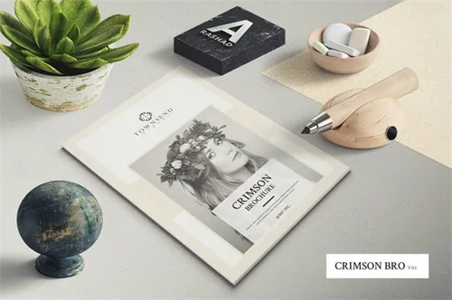 16P 专业的企业画册ID模版素材 Crimson Brochure