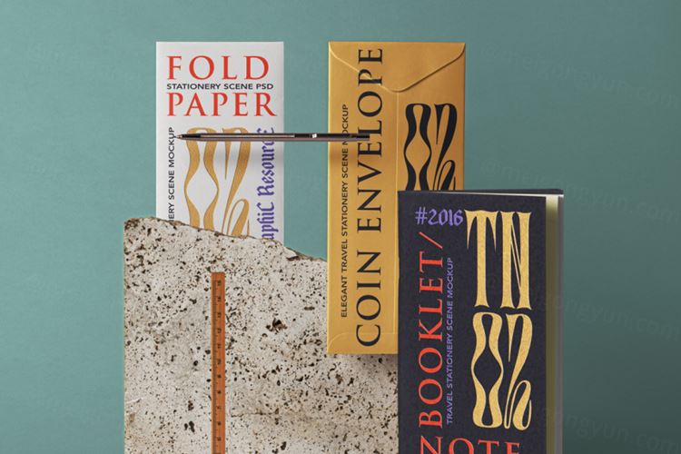 高质量笔记本信封品牌场景设计提案样机模板 Psd Trave
