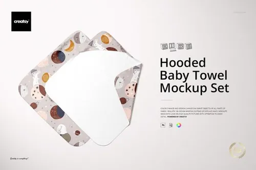 婴幼儿口水巾毛巾母婴品牌设计提案样机模板 Hooded Ba