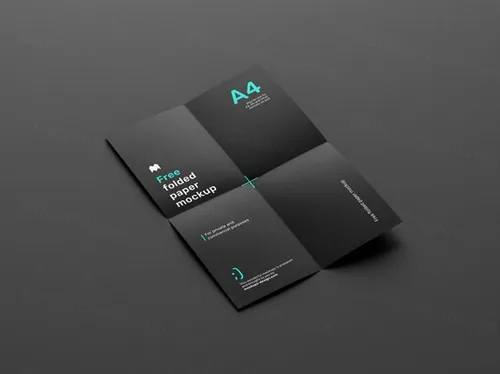 有折叠折痕的A4纸单页传单设计提案样机PSD模板 Folded Paper Mockup