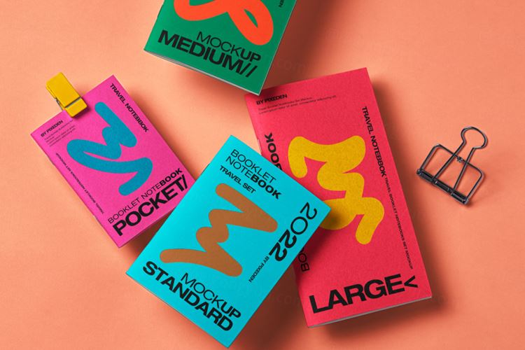 旅行小册子记事本品牌设计贴图展示样机模板 Travel Se