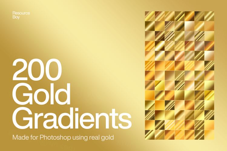 200多款黄金金色金属PS渐变素材免费下载 Gold Pho