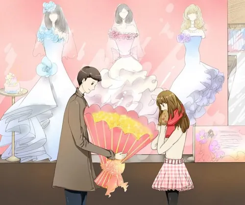 37张卡通手绘浪漫七夕情人节情侣甜蜜约会插图PSD设计素材V