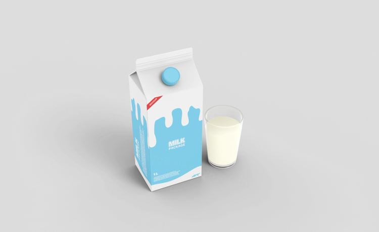 牛奶酸奶乳酸菌奶制品纸盒包装设计提案样机PSD模板 Milk carton box packaging mockup