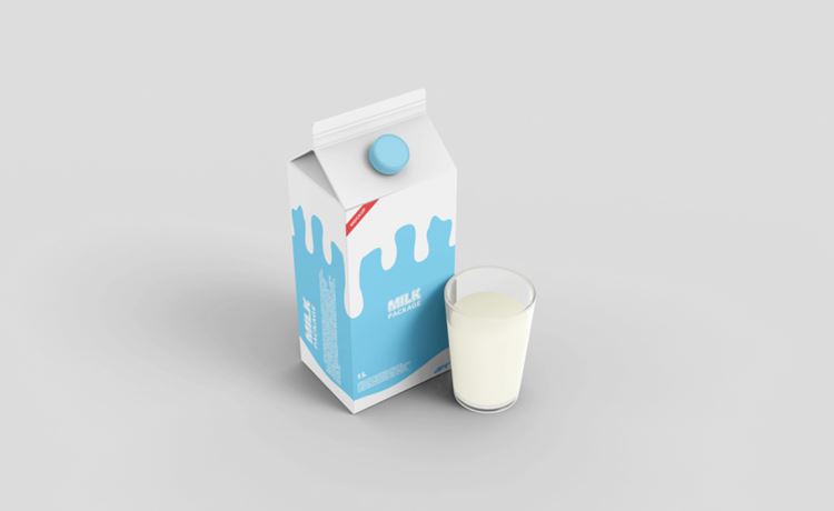 牛奶酸奶乳酸菌奶制品纸盒包装设计提案样机PSD模板 Milk carton box packaging mockup