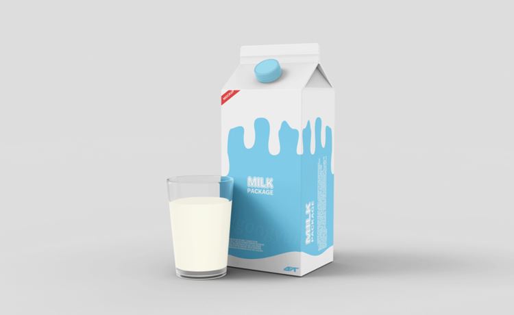 牛奶酸奶乳酸菌奶制品纸盒包装设计提案样机PSD模板 Milk carton box packaging mockup