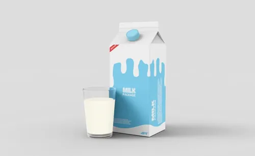 牛奶酸奶乳酸菌奶制品纸盒包装设计提案样机PSD模板 Milk carton box packaging mockup
