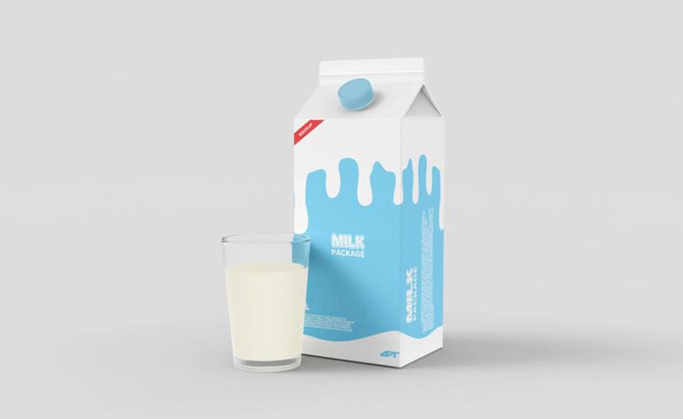 牛奶酸奶乳酸菌奶制品纸盒包装设计提案样机PSD模板 Milk carton box packaging mockup