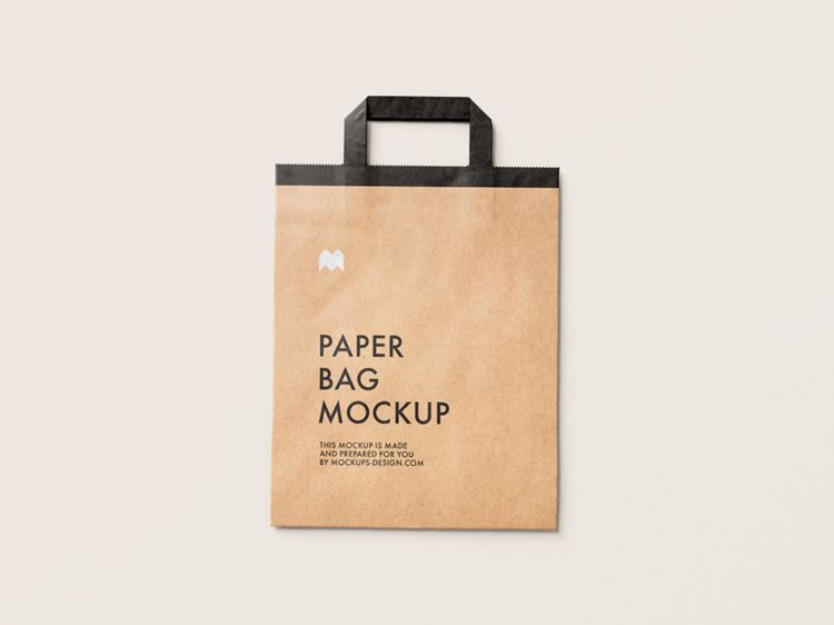 扁平牛皮纸袋购物袋包装设计提案样机PSD模板 Flattened Paper Bag Mockup