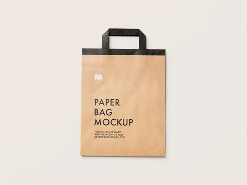扁平牛皮纸袋购物袋包装设计提案样机PSD模板 Flattened Paper Bag Mockup