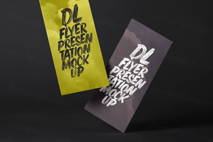 高质量的悬浮传单样机 Psd DL Flyer Mockup Presentation