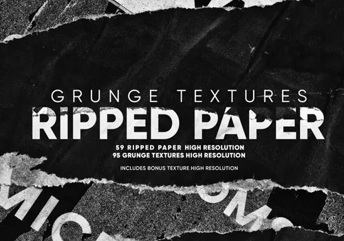 170+高分辨率撕裂磨损垃圾废旧纸张纹理 Grunge Te