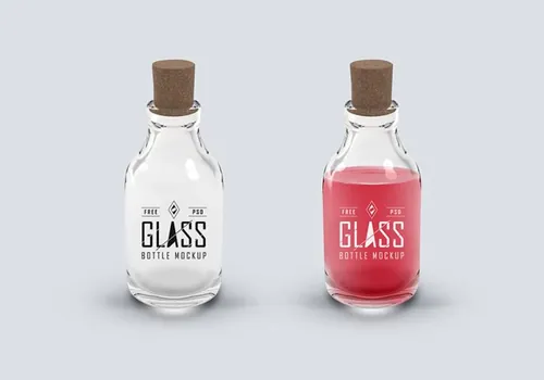 玻璃瓶模型PSD贴图模板Glass Bottle PSD Mockup Vol002