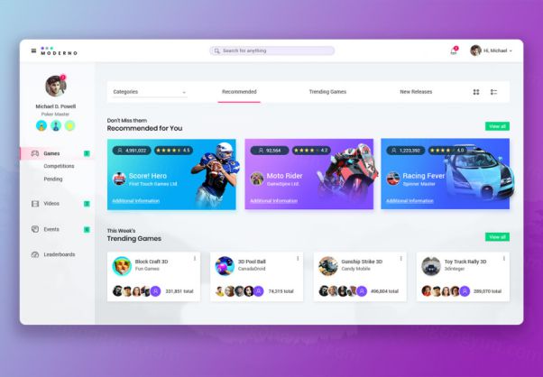 体育运动网页后台个人中心管理界面 Sports Admin Dashb