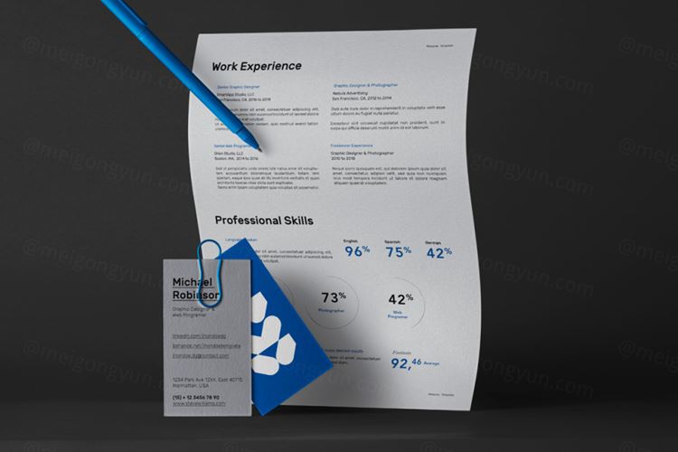 高质量简历名片品牌VI设计贴图展示样机模板 Identity