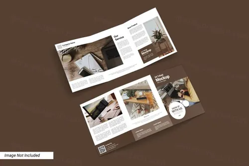 商业折页宣传单设计提案展示样机PSD模板 Portrait trifold mockup