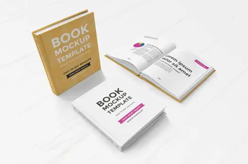 精装书模型PSD贴图模板Hardcover Book Mockup Set #024 样机