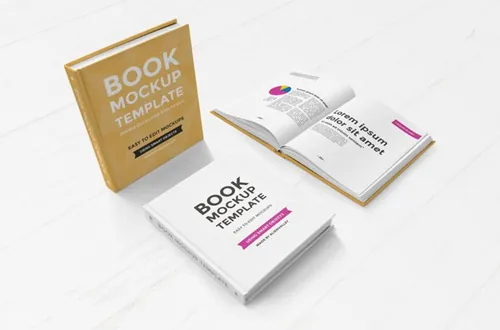 精装书模型PSD贴图模板Hardcover Book Mockup Set