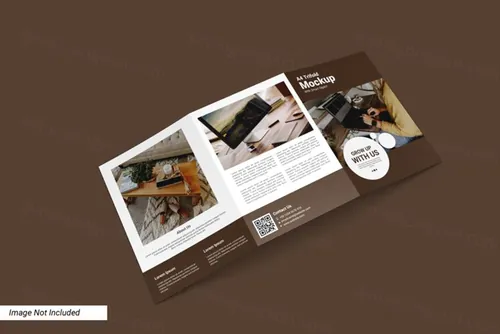 商业折页宣传单设计提案展示样机PSD模板 Portrait trifold mockup