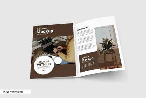 商业折页宣传单设计提案展示样机PSD模板 Portrait trifold mockup