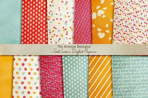 几何手绘图案无缝背景Sweet Lovin Digital Papers