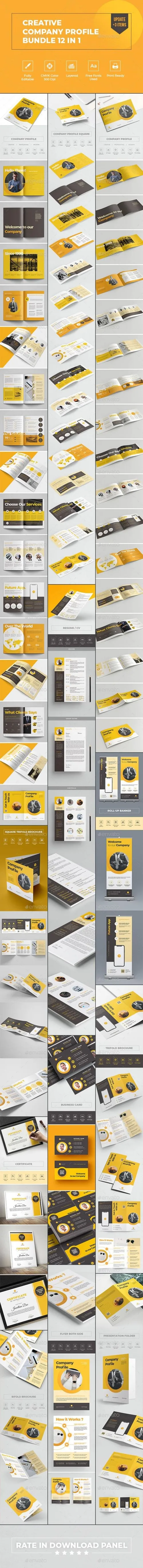 创意企业公司简介宣传册模板套装 Creative Company Profile Bundle 9 in 1 23702556