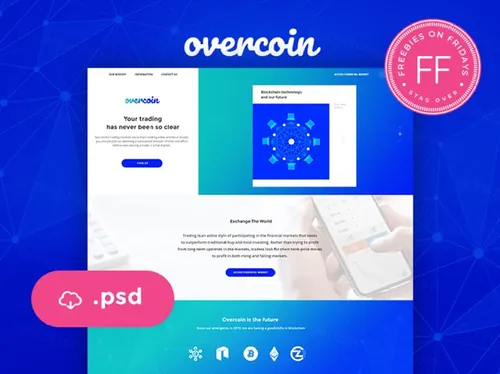 一款干净简单的加密货币网站PSD模版 Overcoin Cr